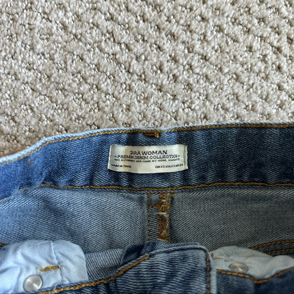 Zara Woman Premium Denim Collection Mini Skirt – High Waist Blue Jean - Picture 2 of 3